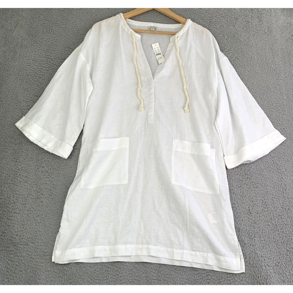 New J. Crew Top Tunic Womens Size Medium Cotton Linen V Neck  J. Crew Beachwear